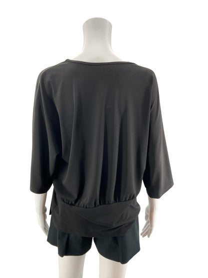Ciara Sun Woo Draped Side Tie Dolman Top Black Stretch Jersey Size Medium