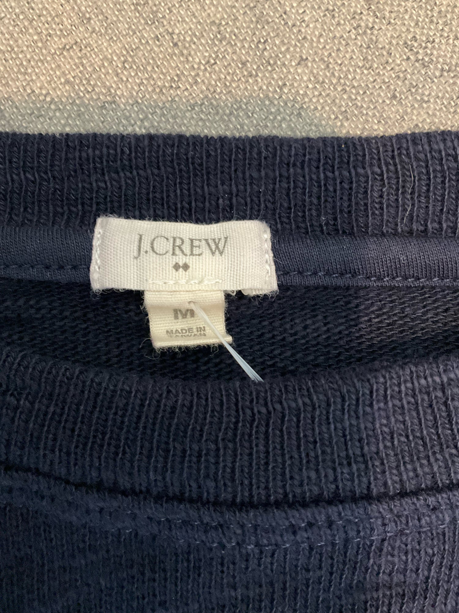 J. Crew French Graphic Print Boatneck Top Size Medium Navy White Pre-Owned