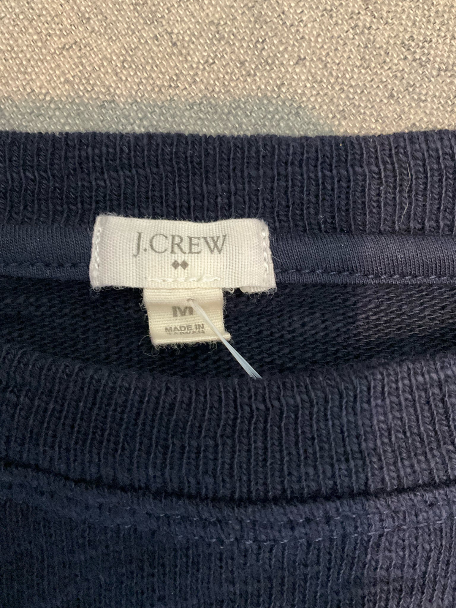 J. Crew French Graphic Print Boatneck Top Size Medium Navy White Pre-Owned