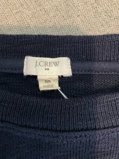 J. Crew French Graphic Print Boatneck Top Size Medium Navy White Pre-Owned