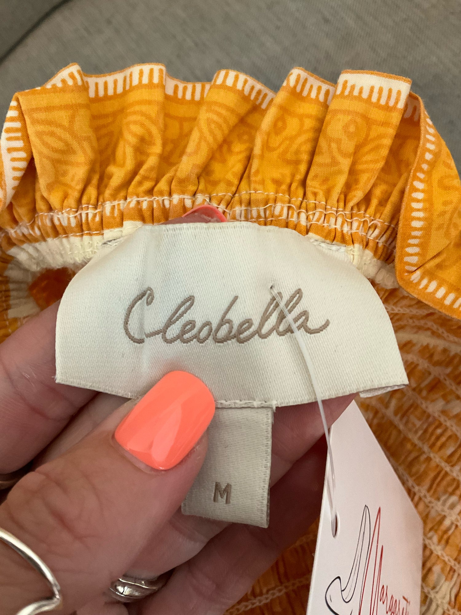 Cleobella Margaux Smocked Tiered Floral Mini Dress Mustard Yellow Medium