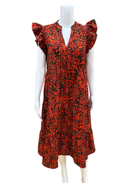 Entro Size S burnt orange/black Floral Dress