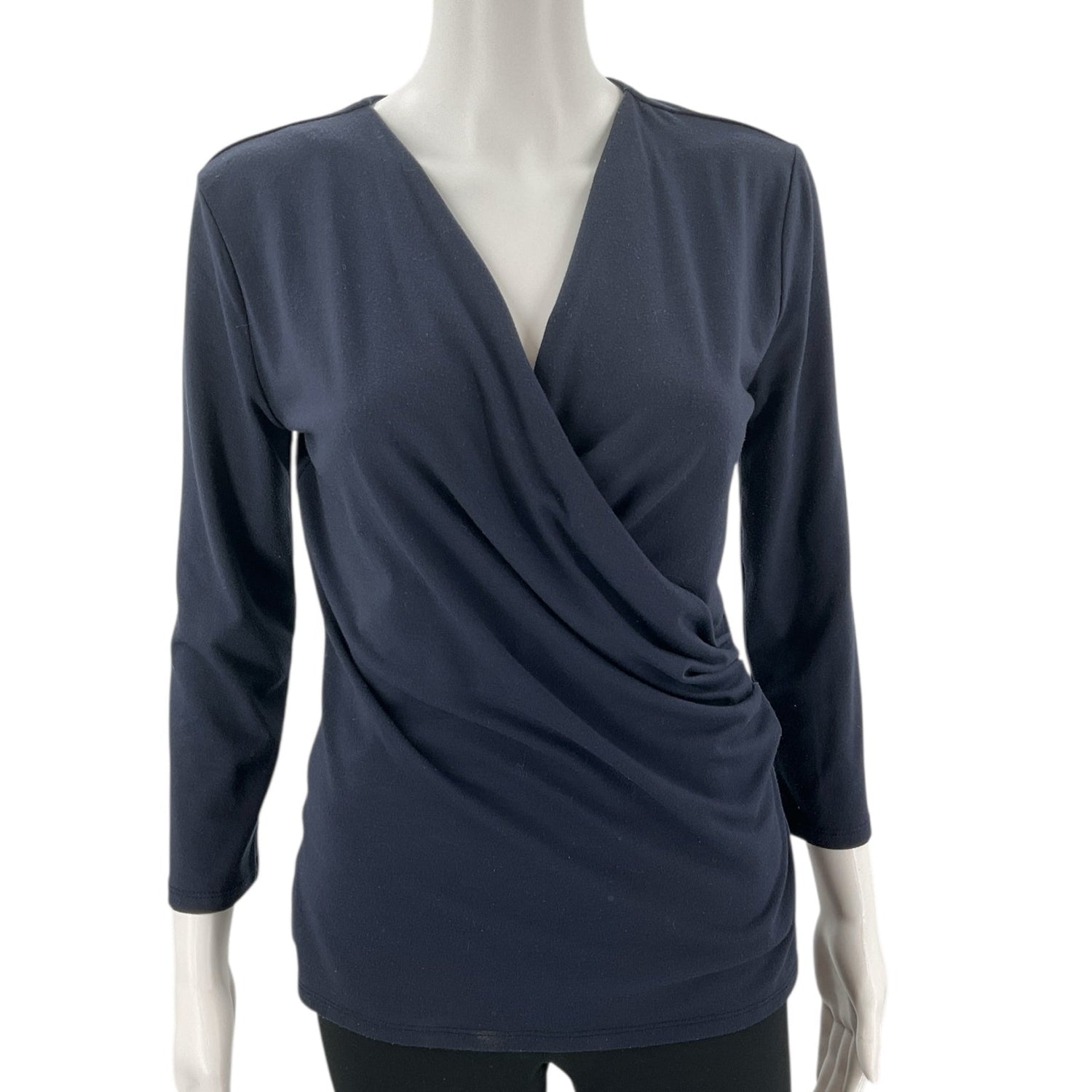 Ann Taylor Navy Solid Ladies Pre-Owned Blouse - Size Small - Margaret’s Fine Consignment