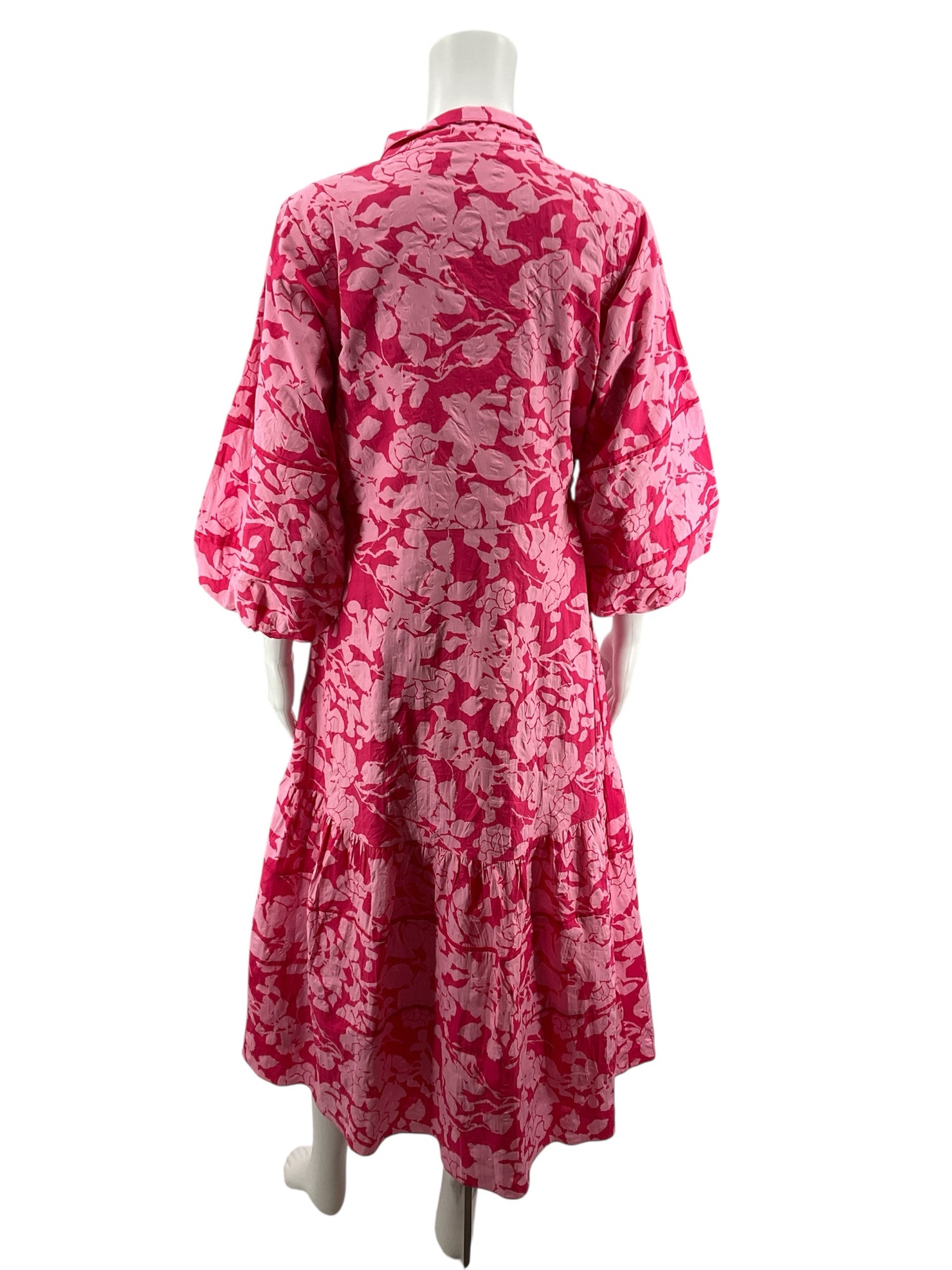 Hyacinth House pink/dark pink Maxi Hayes Pink Floral Silhouette Print Tiered Mini Dress Size Small - Size S