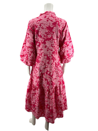 Hyacinth House pink/dark pink Maxi Hayes Pink Floral Silhouette Print Tiered Mini Dress Size Small - Size S