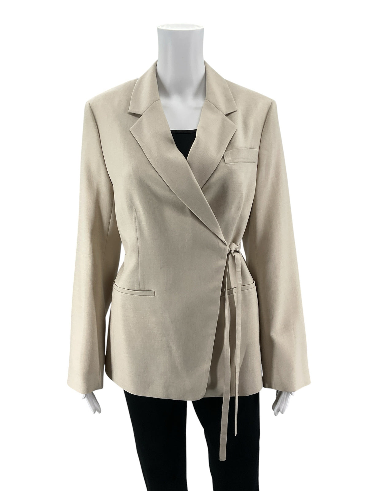 Banana Republic Tan Acetate Tie-Front Wrap Blazer Size 8