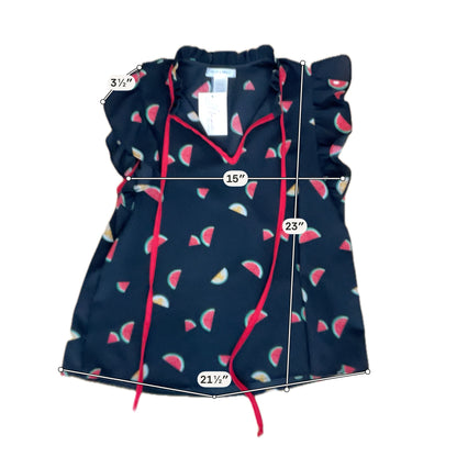 Miley + Molly Watermelon Print Ruffle Tie-Neck Blouse Top Size Medium