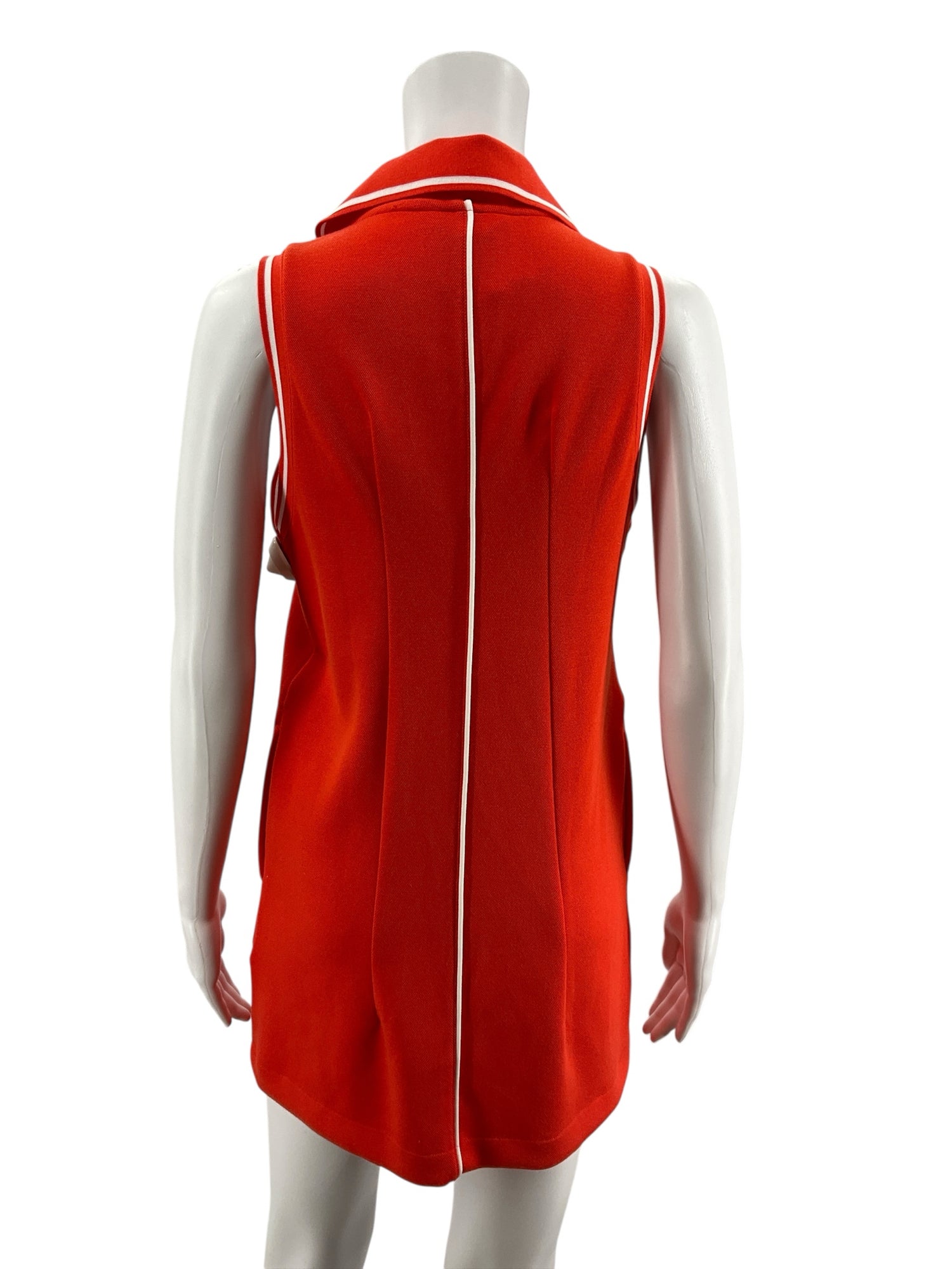 Spanx x Maggy London Orange/White A-Line Polo Dress XS Red White Piping Zip Front Athleisure - Size XS
