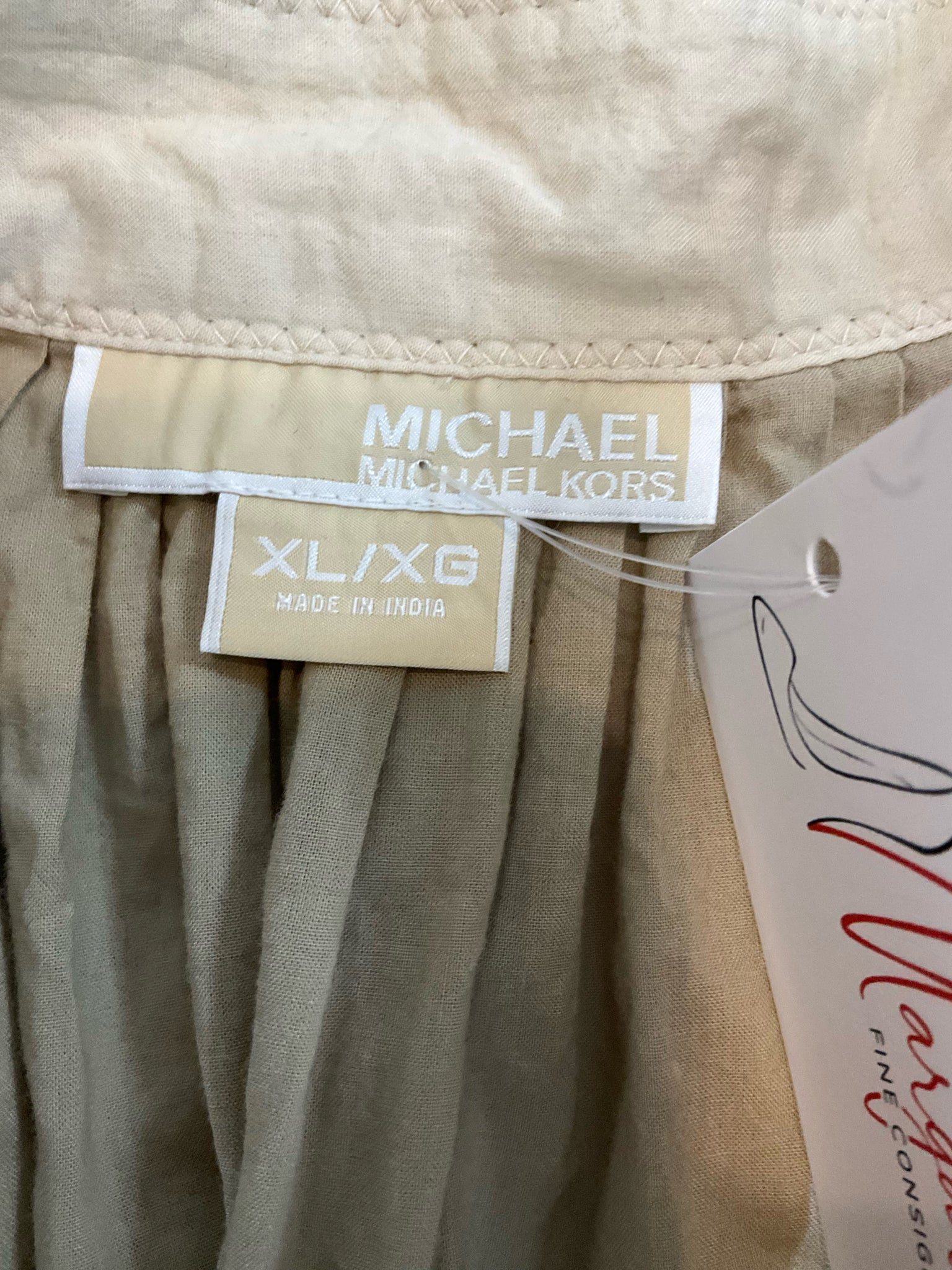 Michael Michael Kors Tan &amp; Coral Colorblock Swing Tank Top | Size XL