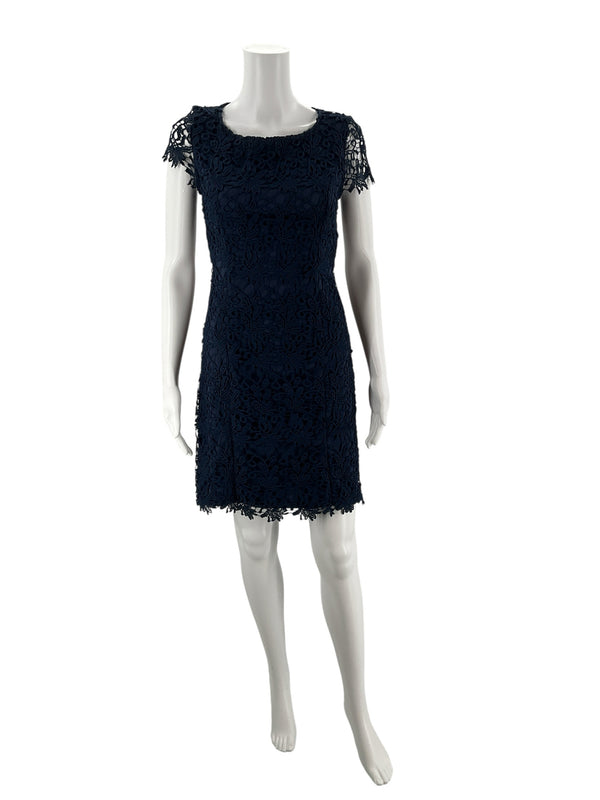 Lulus Navy Lace Pre-Owned Ladies Dress - Size Medium