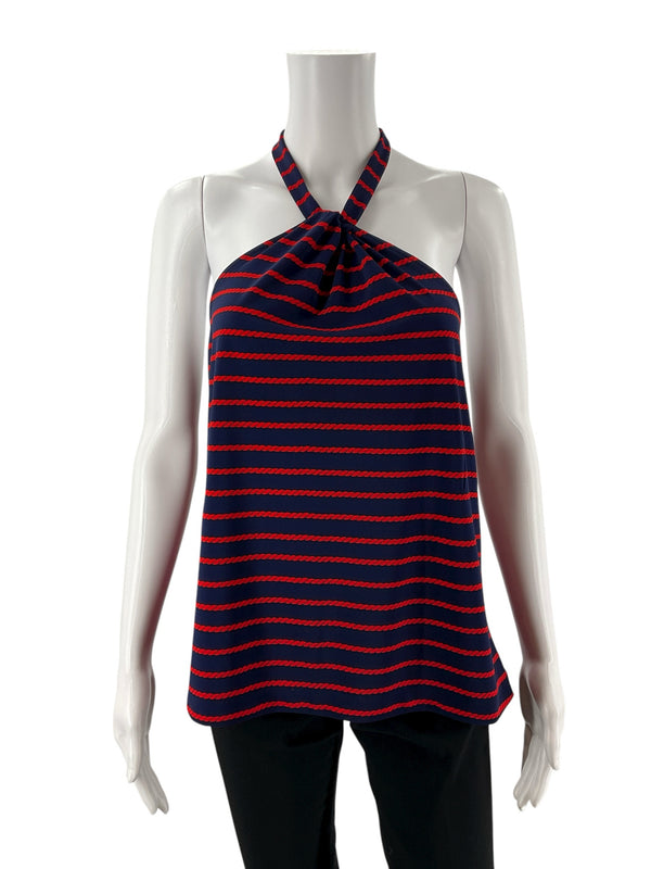 Ann Taylor Navy/Red Rope Pre-Owned Ladies Top - Size Medium