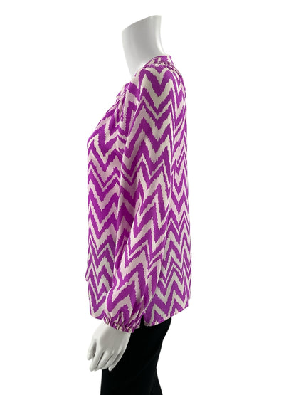 Lilly Pulitzer - purple/white Print Pre-Owned Ladies Casual Top - Size Xs