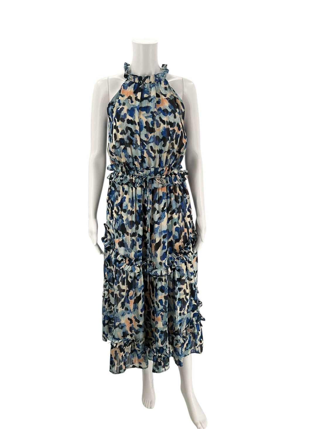 Elliatt – Blue &amp; Peach Print Pre-Owned Maxi Dress - Size Small - Margaret’s Fine Consignment