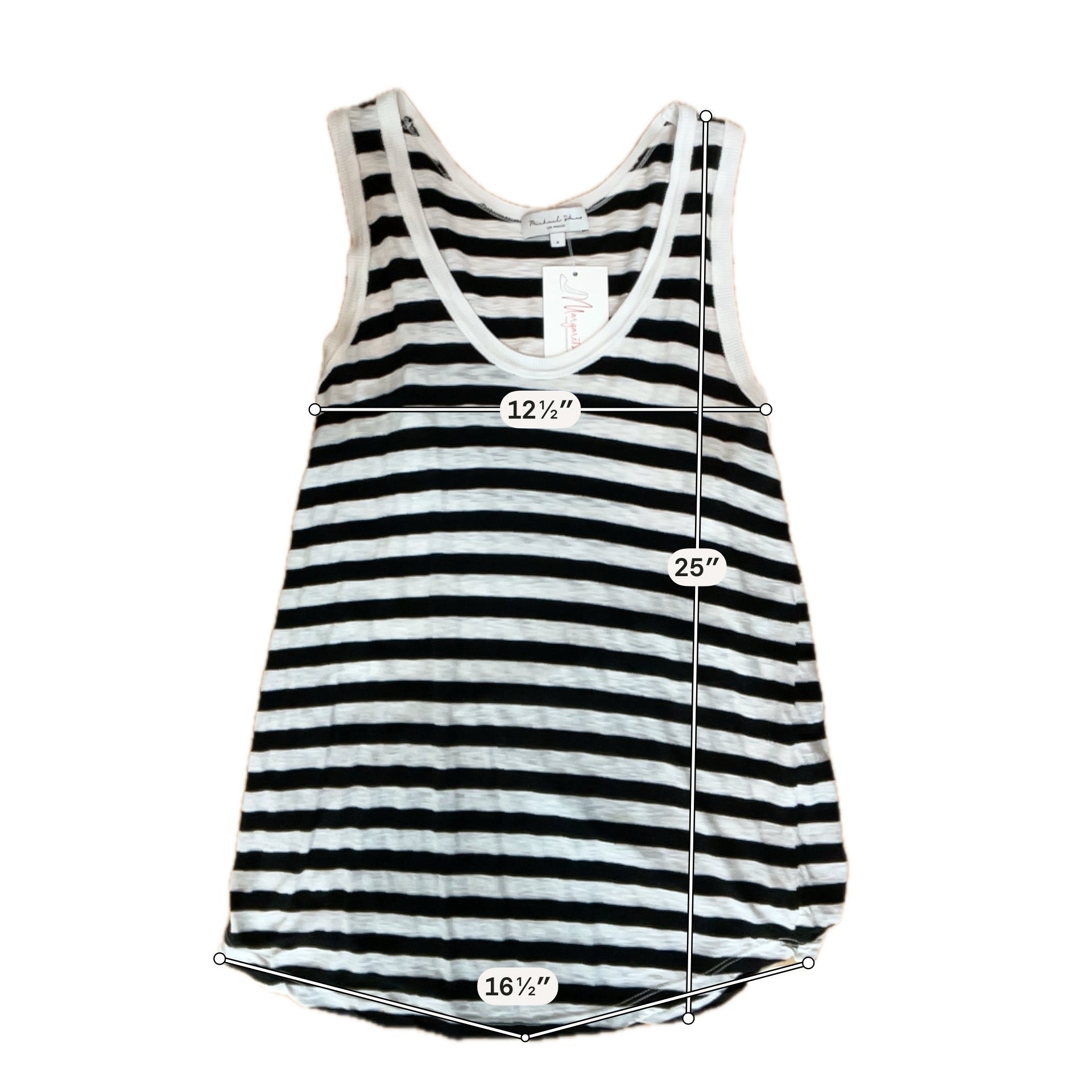 Michael Stars Striped Racerback Tank Top Black White Size Small