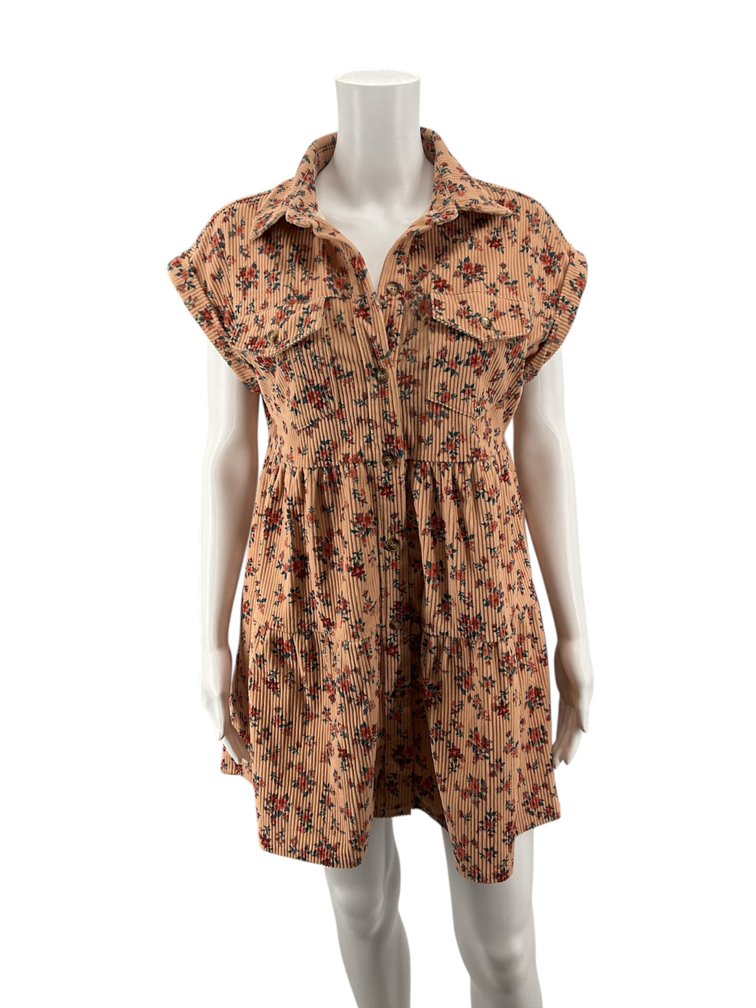 Emily Wonder Rust/Turquoise Floral Pre-Owned Ladies Dress - Size Small