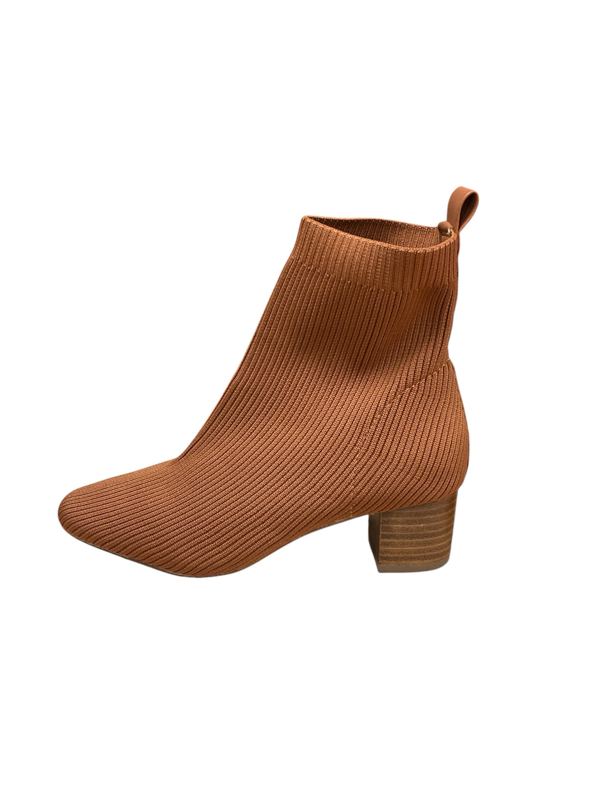 Joie Neely Ribbed Sock Ankle Boots Booties Rust Block Heel Size 7.5