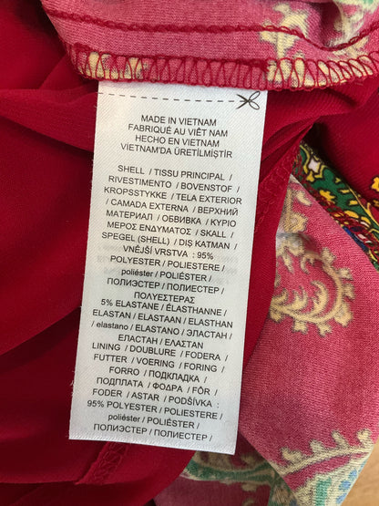 Lauren Ralph Lauren Red Paisley Faux Wrap Jersey Dress Size 2