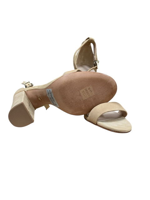 Schutz Sonia Suede Ankle Strap Block Heel Sandal Tan Size 7.5 - ONLINE ONLY