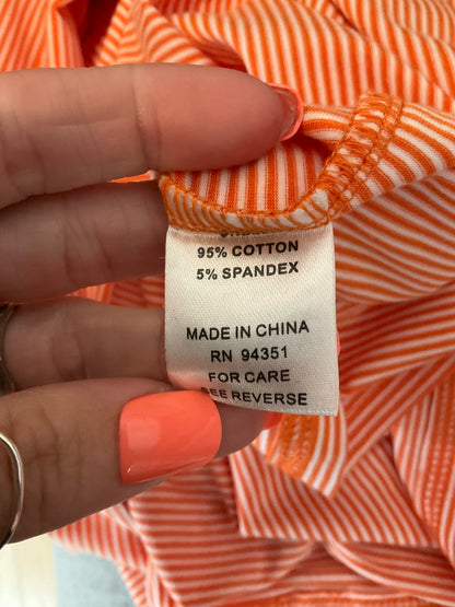 Joy Joy Orange &amp; White Stripe Boat Neck Tunic Top Size Medium