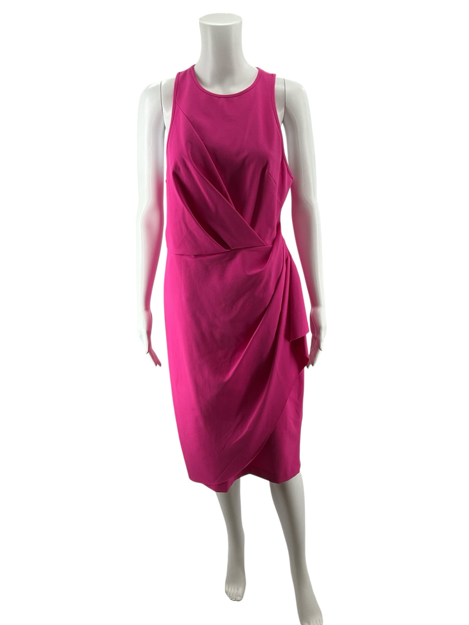 Laundry by Shelli Segal Fuchsia Draped Asymmetric Sheath Dress Size 12