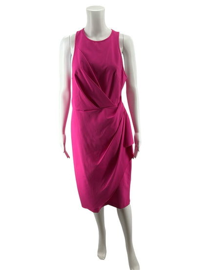 Laundry by Shelli Segal Fuchsia Draped Asymmetric Sheath Dress Size 12