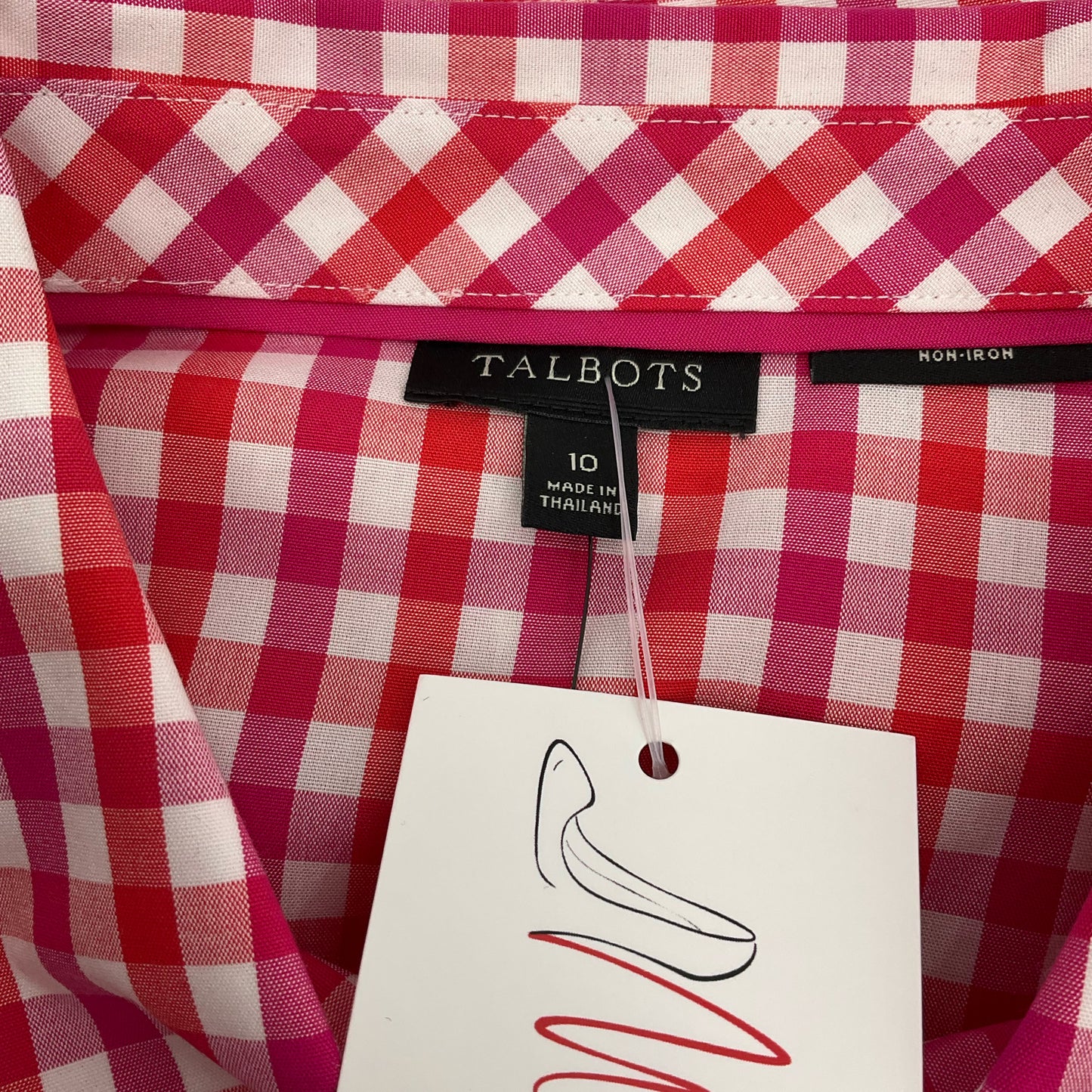 Talbots Pink/White Checkered Top Size 10 - label