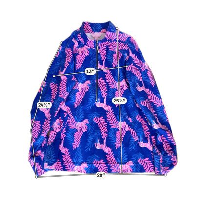 Lilly Pulitzer Skipper Popover Blue Skies Pink Zebra Half Zip Top Size Large