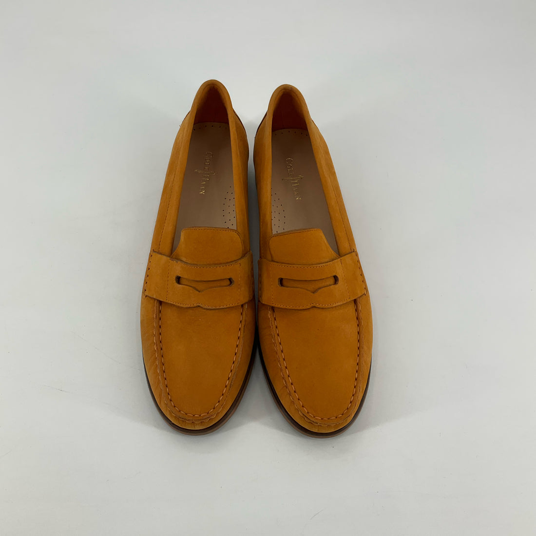 Cole Haan Pinch Penny Suede Loafers Womens Size 9 Mustard Tan