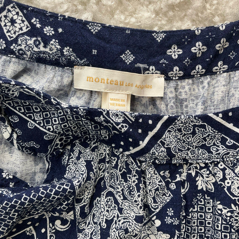 Monteau Navy/White Bandana Pre-Owned Ladies Top - Size Small - Margaret’s Fine Consignment