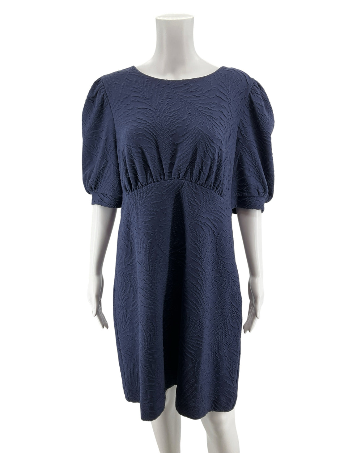 Lilly Pulitzer Loro Dress Navy Textured Puff Sleeve NWT Size XL
