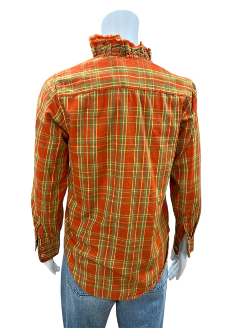 Tizzie Orange/Yellow Plaid Top Size Small - rear view