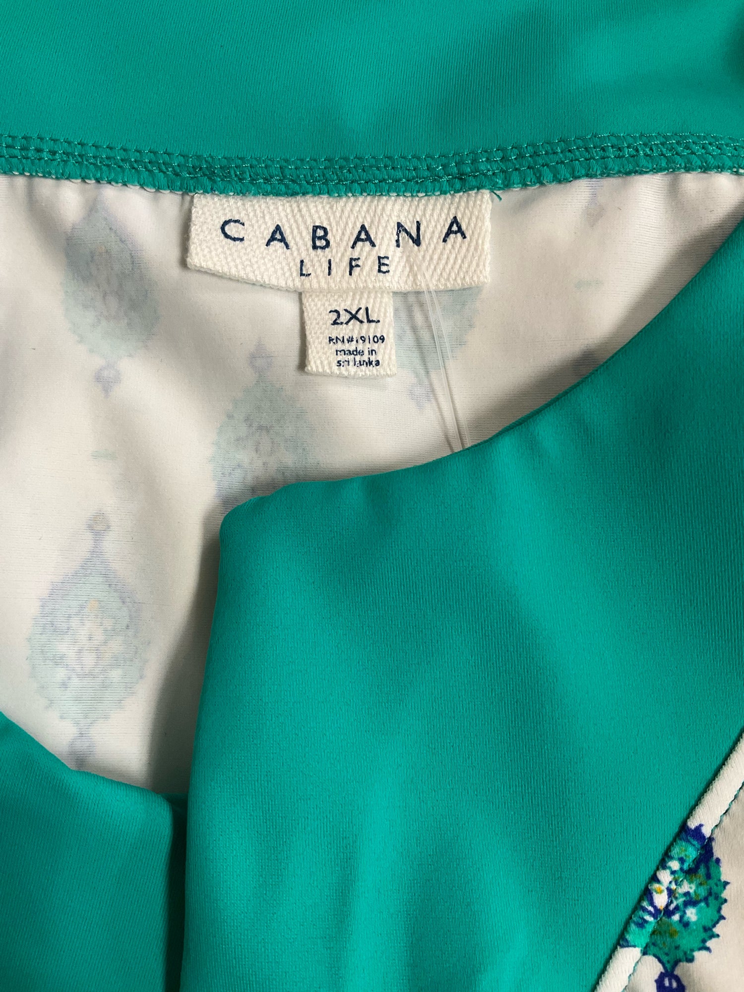 Cabana Life white/turquoise Coverup St. Armands Tunic Dress UPF 50+ Swim Cover-Up Size 2X - Size 2X