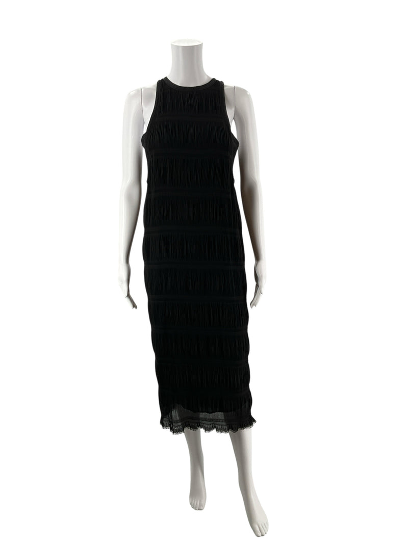 Superfine Black Textured Pre-Owned Ladies Dress - Size XS
