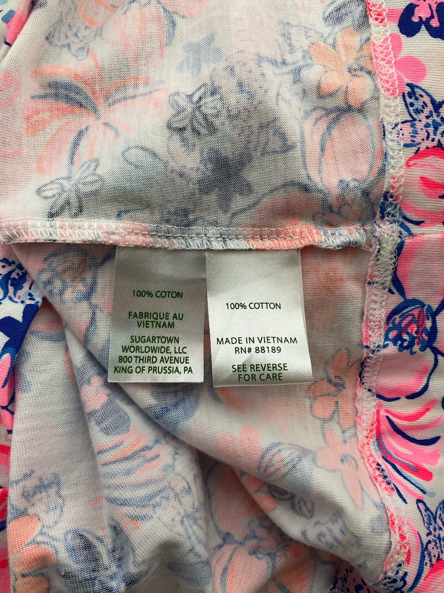 Lilly Pulitzer Pink/White/Blue Floral Pre-Owned Ladies Dress - Size XS