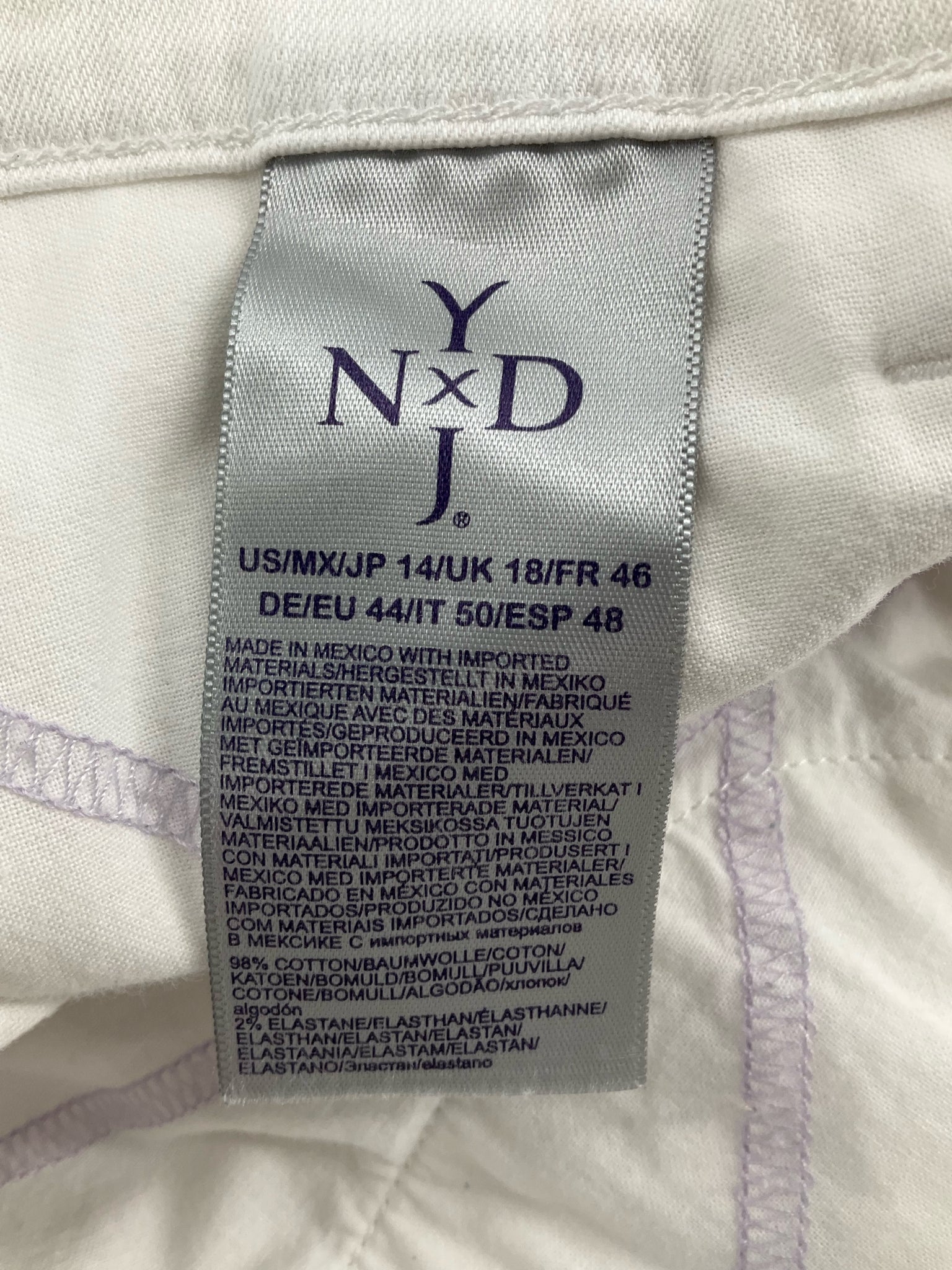 NYDJ White Stretch Denim Bermuda Shorts Size 14