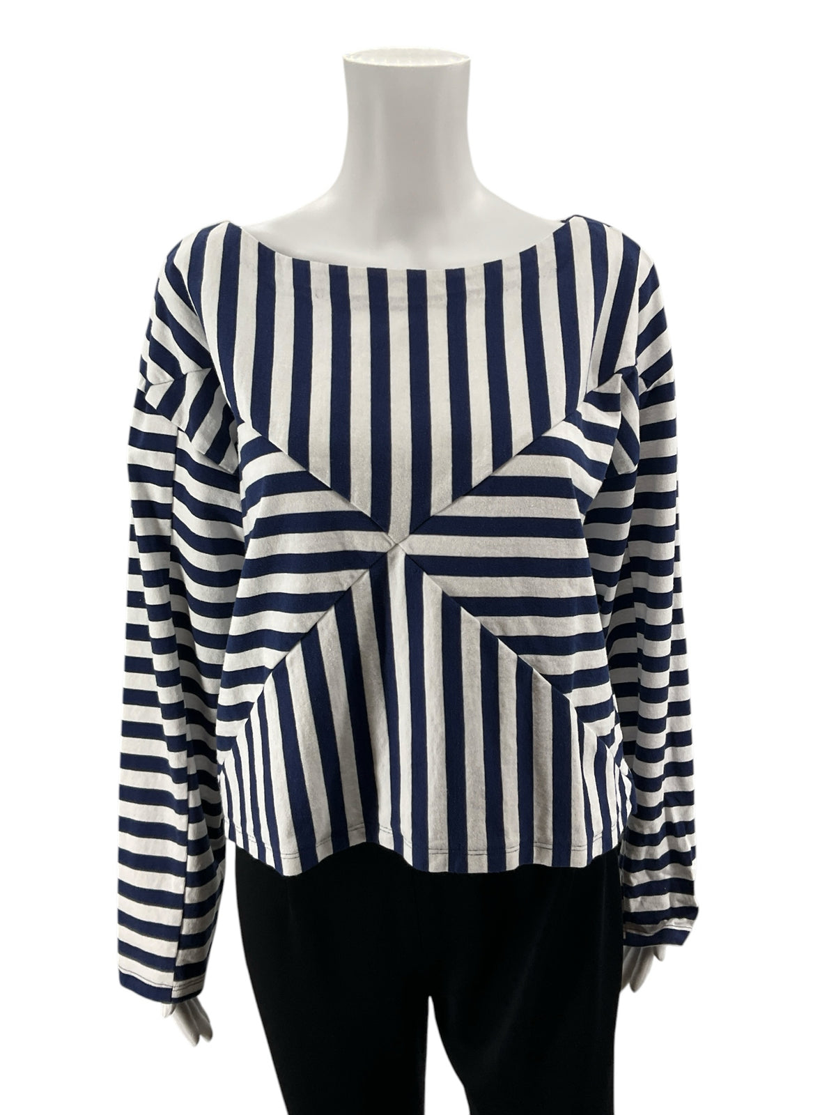 J.Crew x Christopher John Rogers Size Large White, Navy Striped Cropped Top - ONLINE ONLY