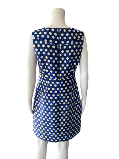 Diane von Furstenberg Blue &amp; White Octagon Print Dress – Women’s Size 8 - ONLINE ONLY