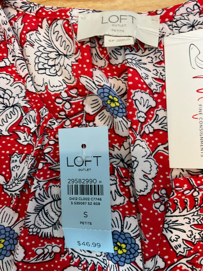LOFT Outlet Floral Polka Dot Flutter Sleeve Top | Size Small Petite NWT