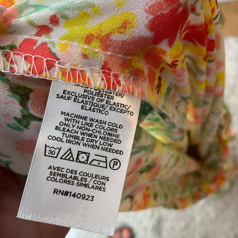 Loft Coral/Yellow/Green Floral Pre-Owned Ladies Top - Size Medium - Margaret’s Fine Consignment