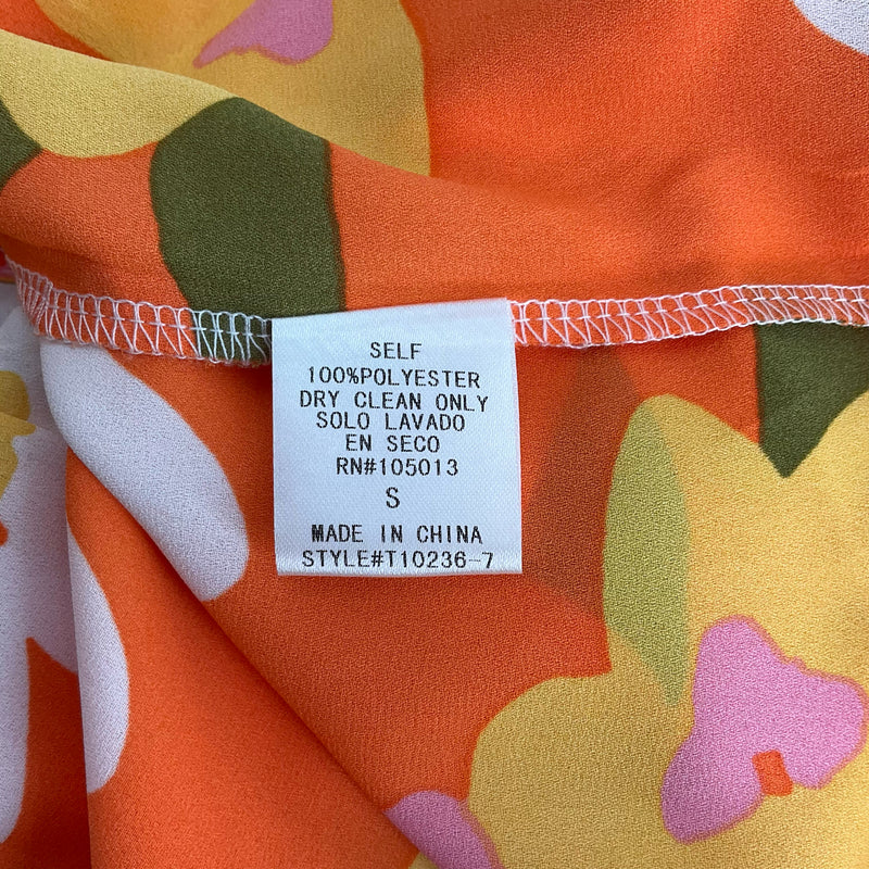Emily Wonder Orange/Yellow Floral Pre-Owned Top - Size Small - Margaret’s Fine Consignment
