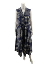 Isaac Mizrahi for Target navy/white Maxi Navy Paisley Bandana Print Shirtdress Size Large - Size L