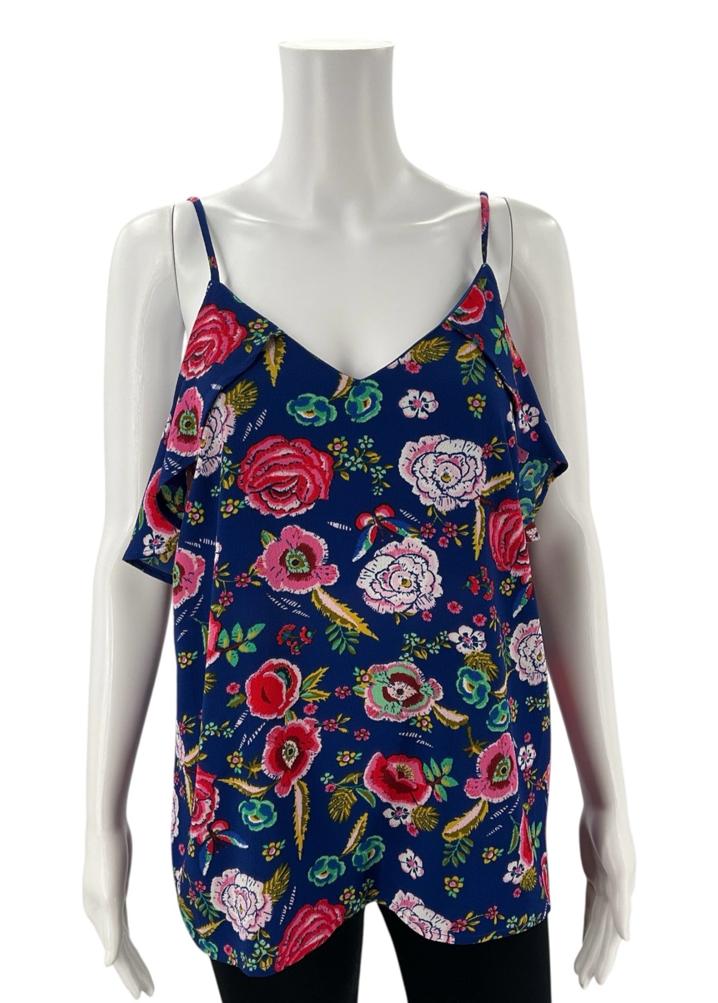Monteau - Blue/pink Floral Pre-Owned Ladies Casual Top - Size Large