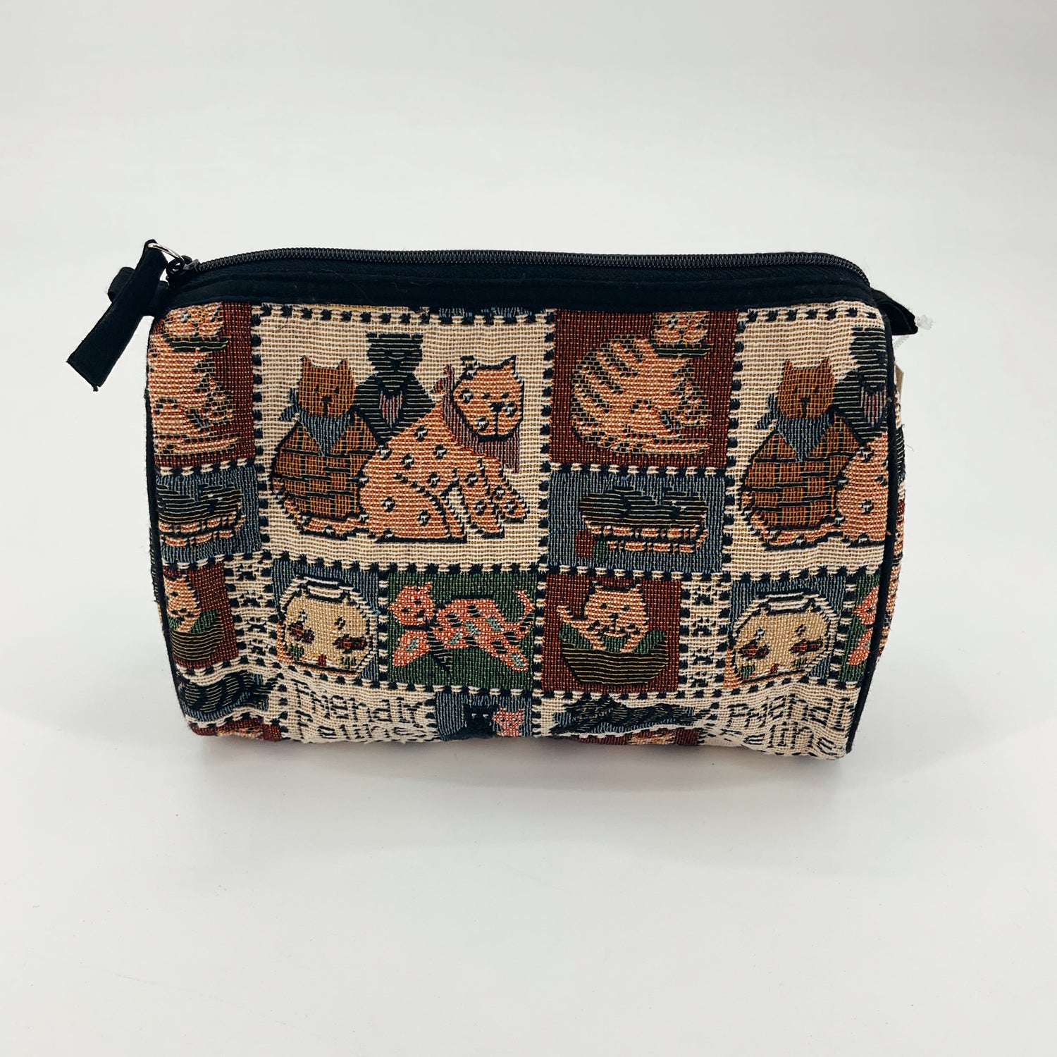 No Brand Brown/Blue Cat Makeup Bag