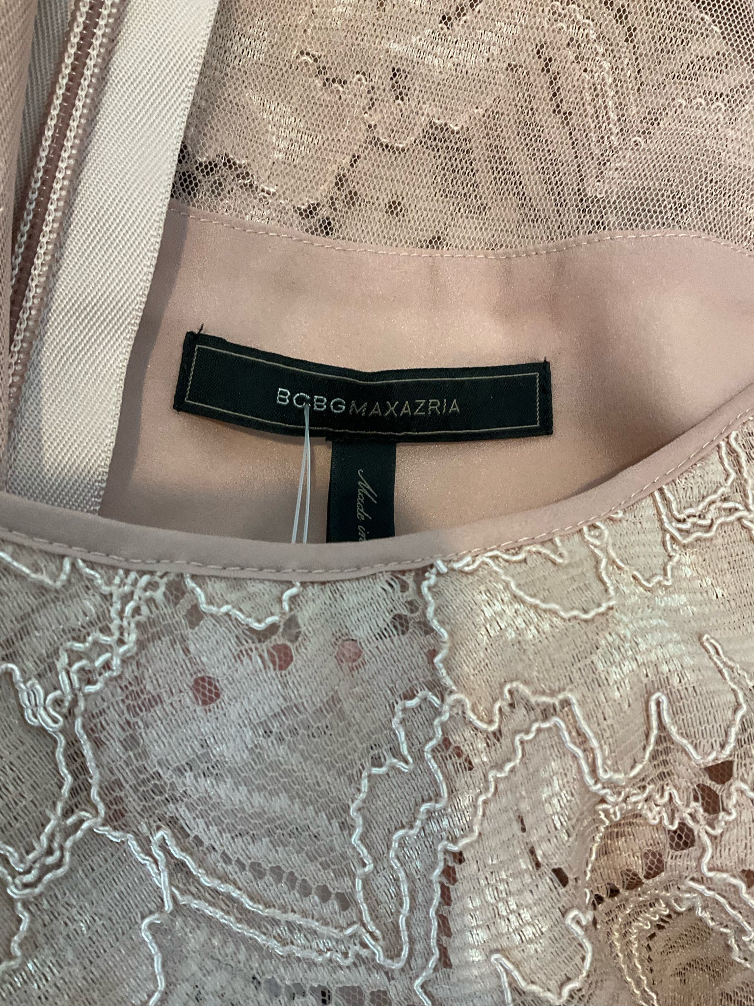 BCBGMAXAZRIAB Blush Pink Tiered Floral Lace A-Line Dress | Size 4