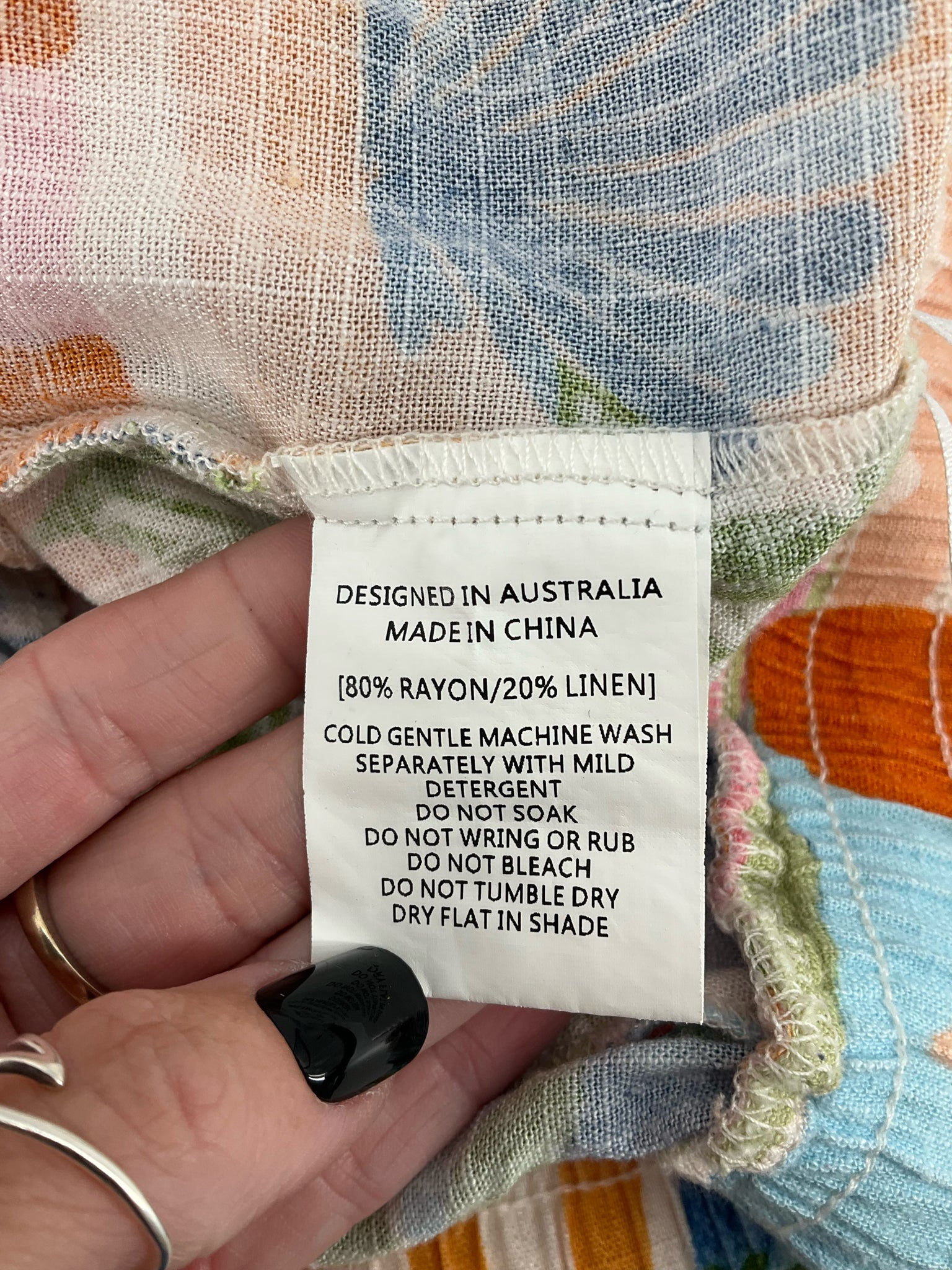 Label of Love Tropical Print Wide Leg Pants Rayon Linen Blend Size XL