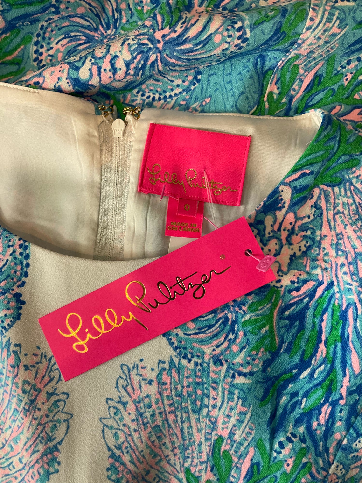 Lilly Pulitzer white/blue/pink Romper Donna Romper in Lobstah Roll Print Size 0 - Size 0
