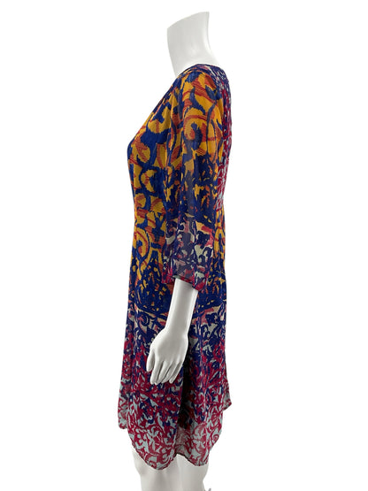 Rabbit Rabbit Rabbit Tabbi Designs Abstract Bell Sleeve Shift Dress Size 10