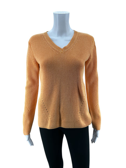 Tyler Boe Orange Long Sleeve V-Neck Ribbed Knit Cotton Sweater Orange Size XS NWT - Size XS