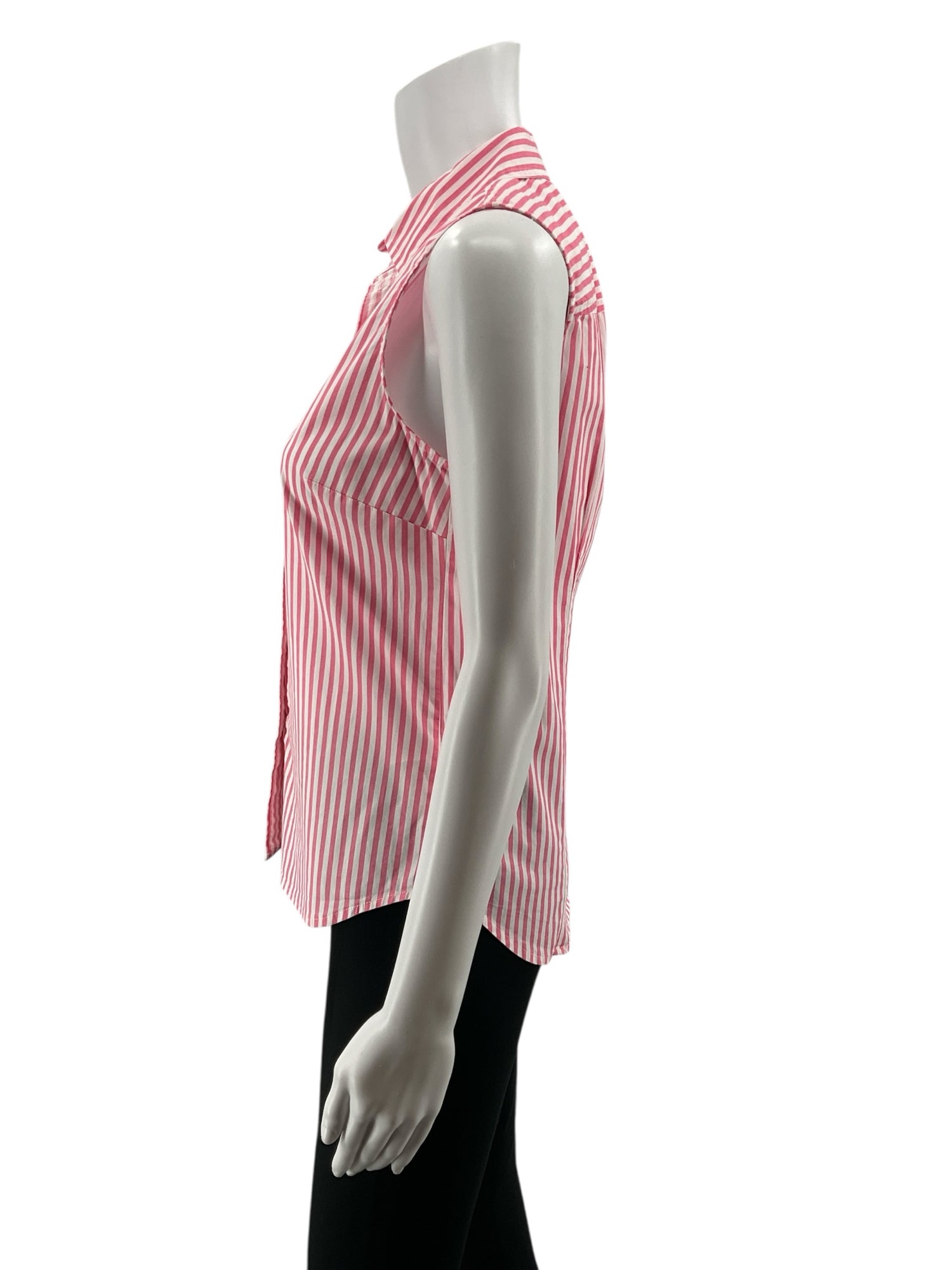 J. Crew Striped Sleeveless Button-Down Top Pink White XS