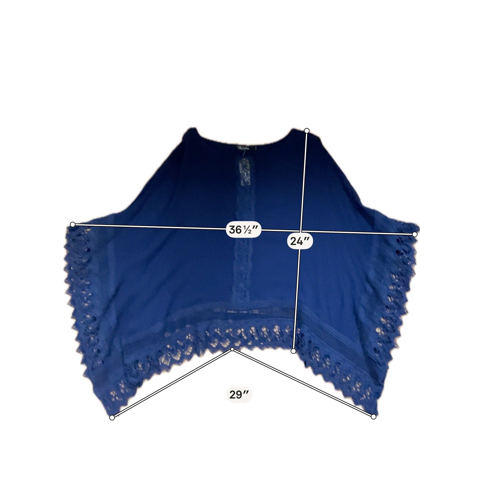 Katja Navy Blue Lace Poncho Top Boho Handkerchief Hem Blouse Size 2XL